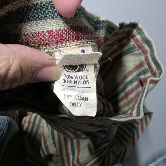 Vtg ILGWU Wool A-Line Midi Skirt Striped Earth Tones XS 23" Waist Made in USA - Picture 2 of 4